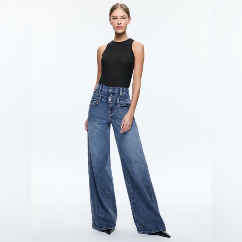 Alice + Olivia Cool Double Waistband Jeans Size 29 - Picture 4 of 13